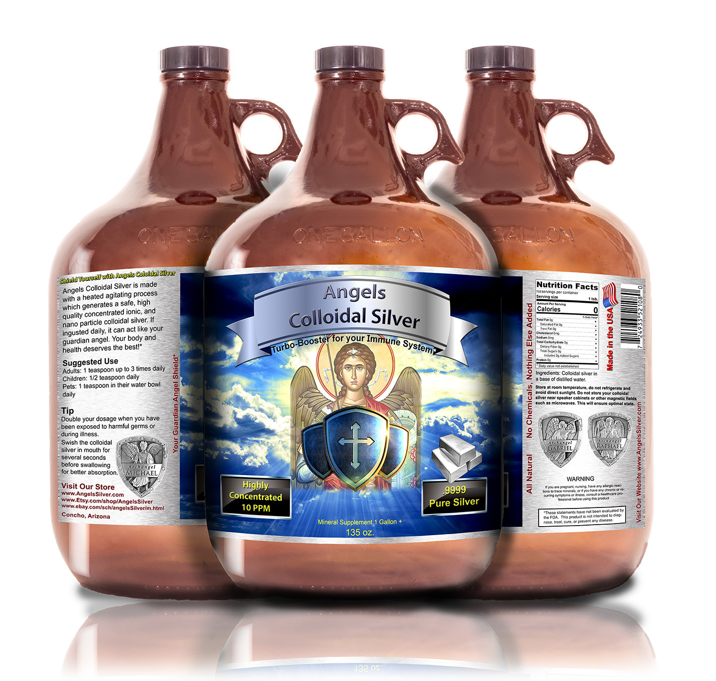 Colloidal Silver 1 Gallon (128 oz) 10ppm BEST NANO