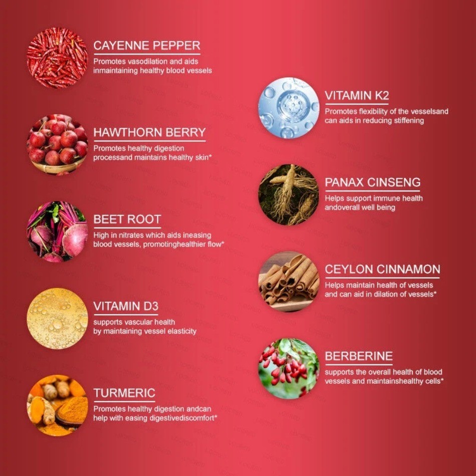 Cayenne Pepper Hawthorn Beet Root Turmeric Vitamin K2+D3 Liquid Drops 60ML 1-3X