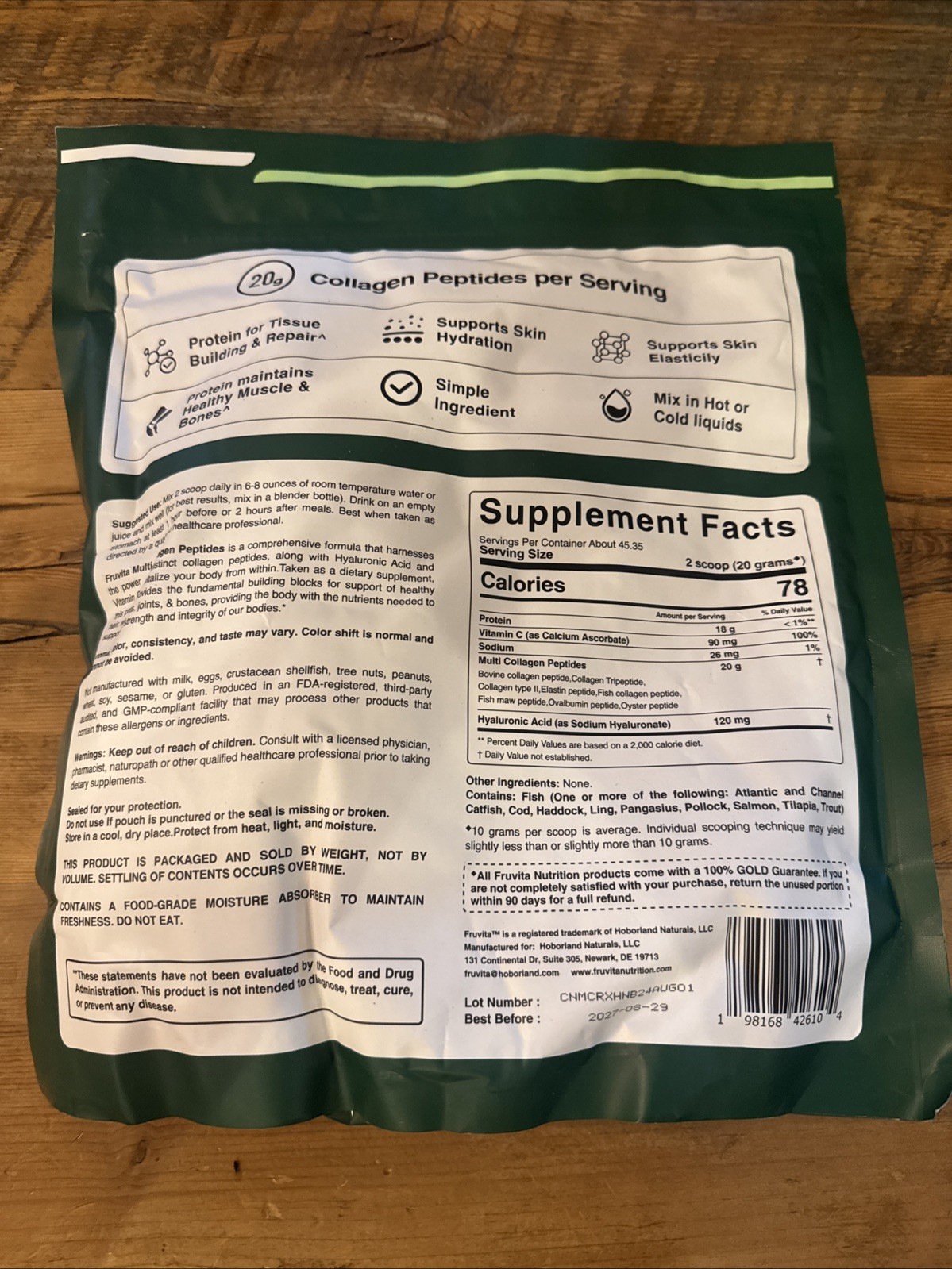 Fruvita Multi Collagen Peptides Powder & Dietary Supplement 32oz Exp 8/29/2027
