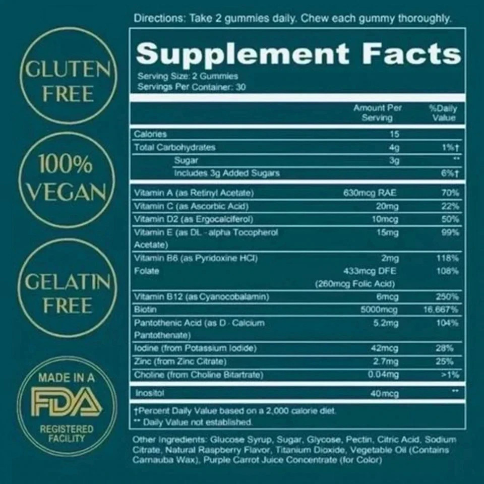 WEEM Hair Skin and Nails Gummies, Vegan biotin Vitamins, Healthy Hair- packag…