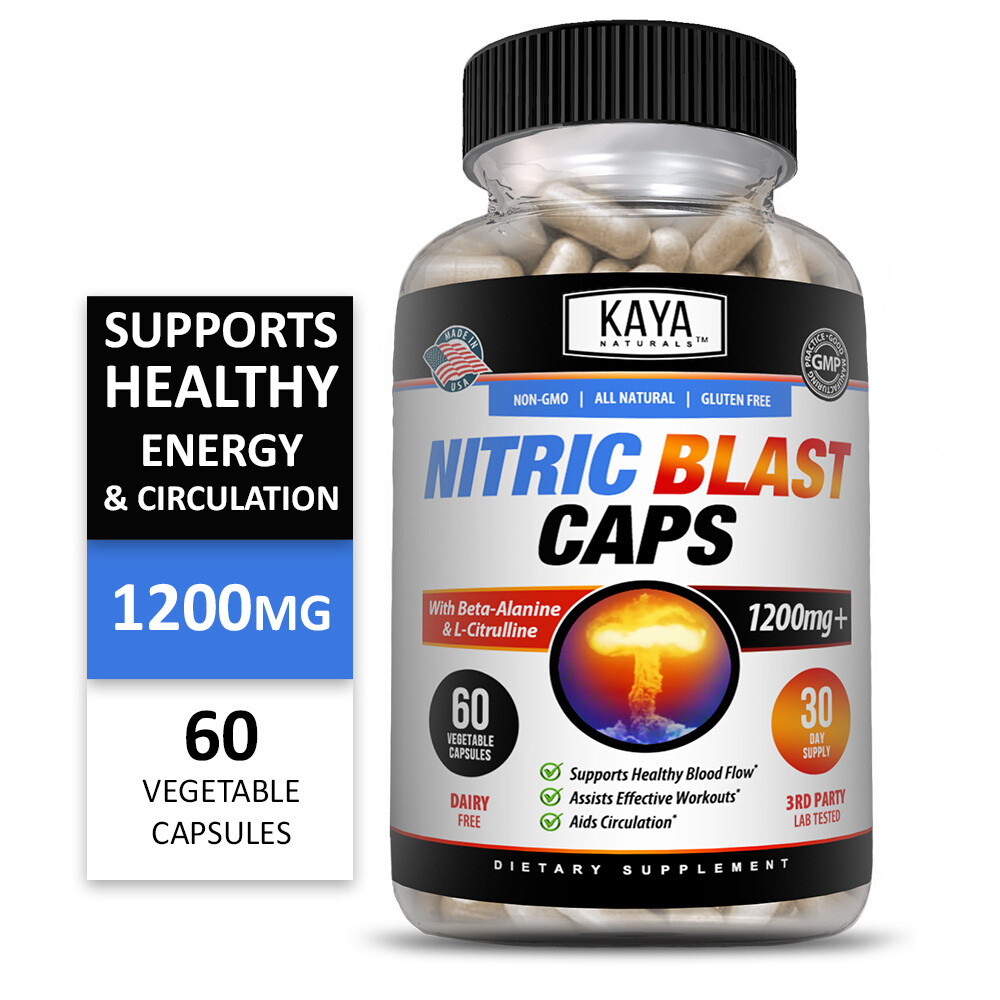 Nitric Blast 60ct L Arginine L Citrulline Nitric Oxide Preworkout Beta Alanine