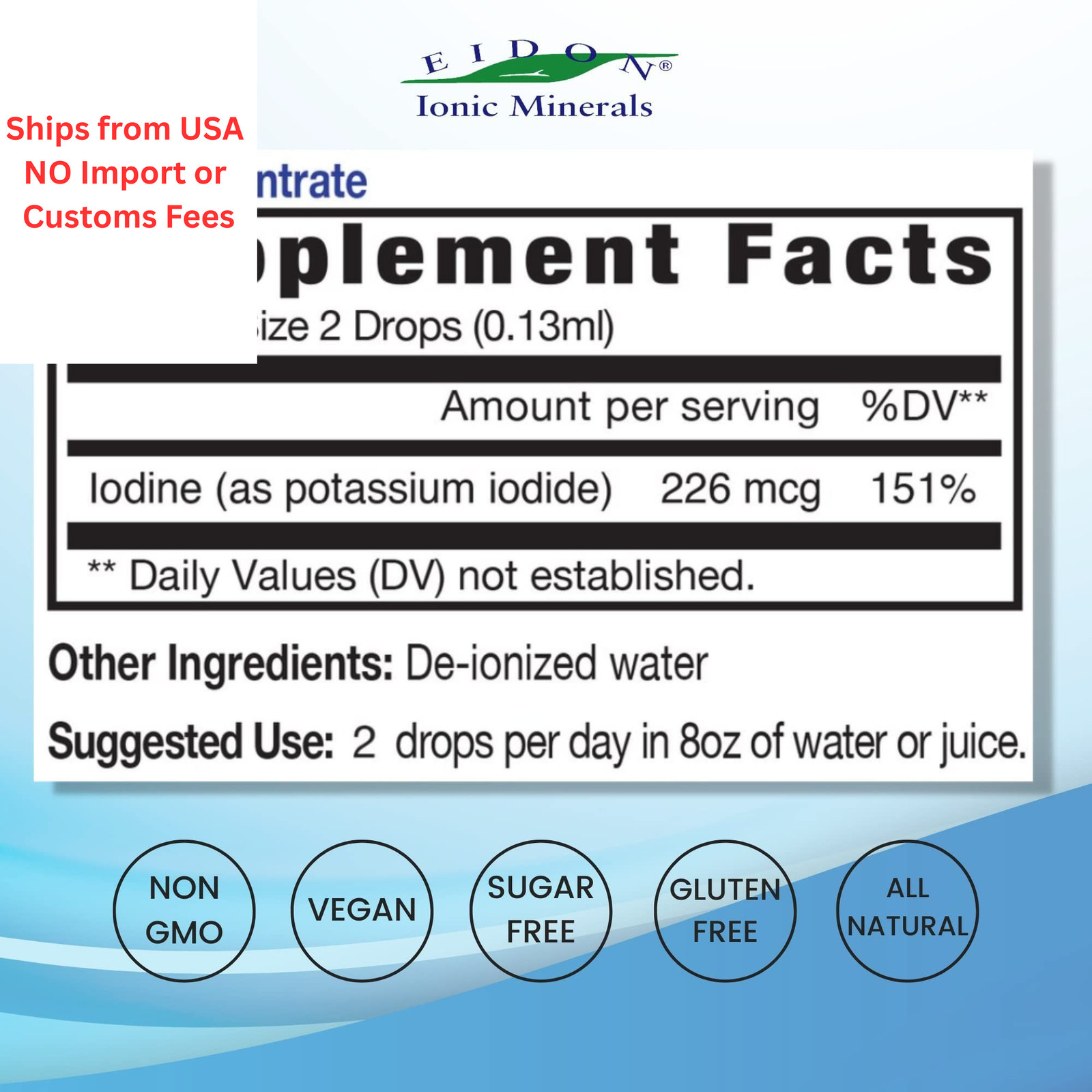 Eidon Ionic Minerals Potassium Iodide Supplement – Liquid 2 Fl Oz (Pack of 1)