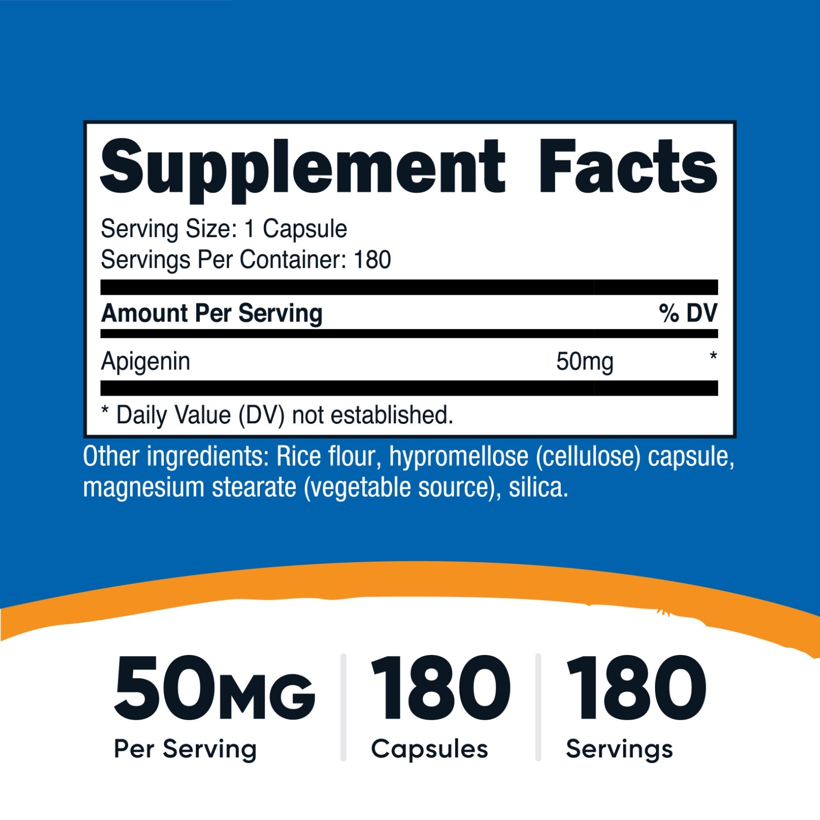 Nutricost Apigenin 50mg, 180 Capsules – Non-GMO, Gluten Free, Vegan