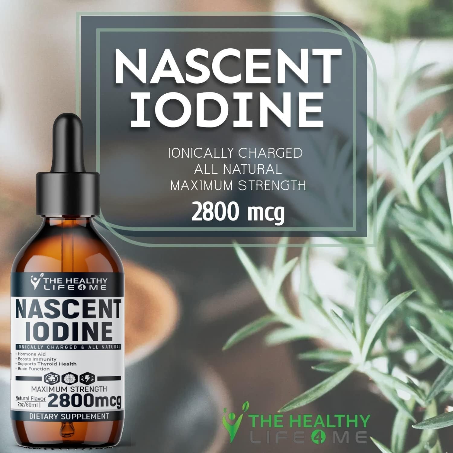 Nascent Iodine Supplement | 2800mcg | Potassium 2 Fl Oz (Pack of 1), Clear