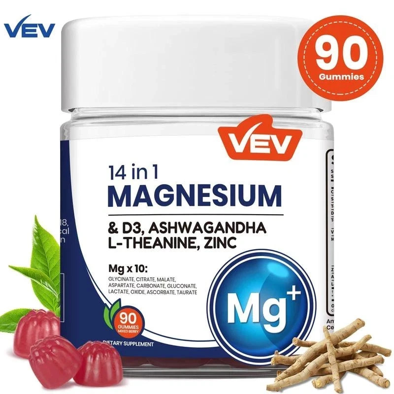 14-in-1 VEV Magnesium Gummies – with Ashwagandha, L-Theanine, Vitamin D3 & Zinc