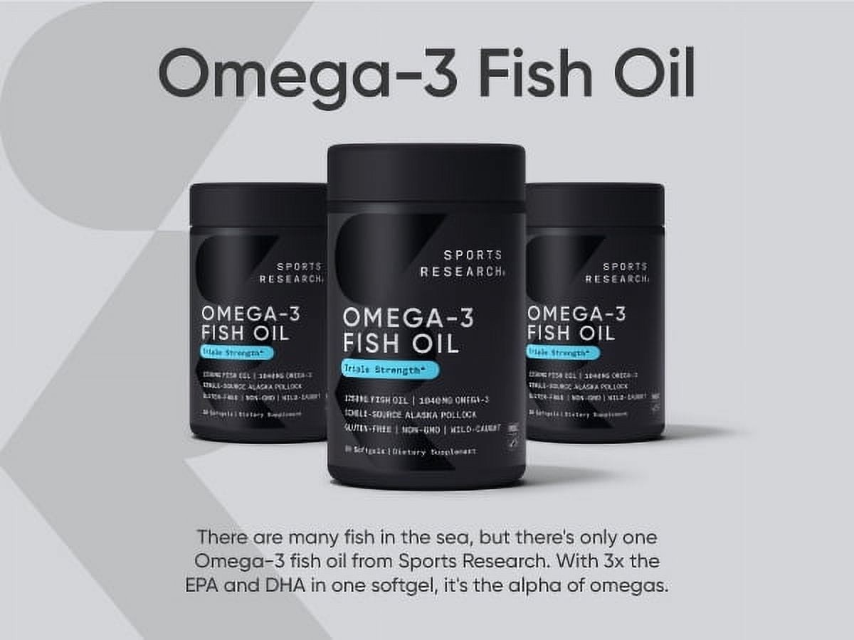 Sports Research Omega 3 Fish Oil Supplement, Triple Strength 1250mg Omega 3