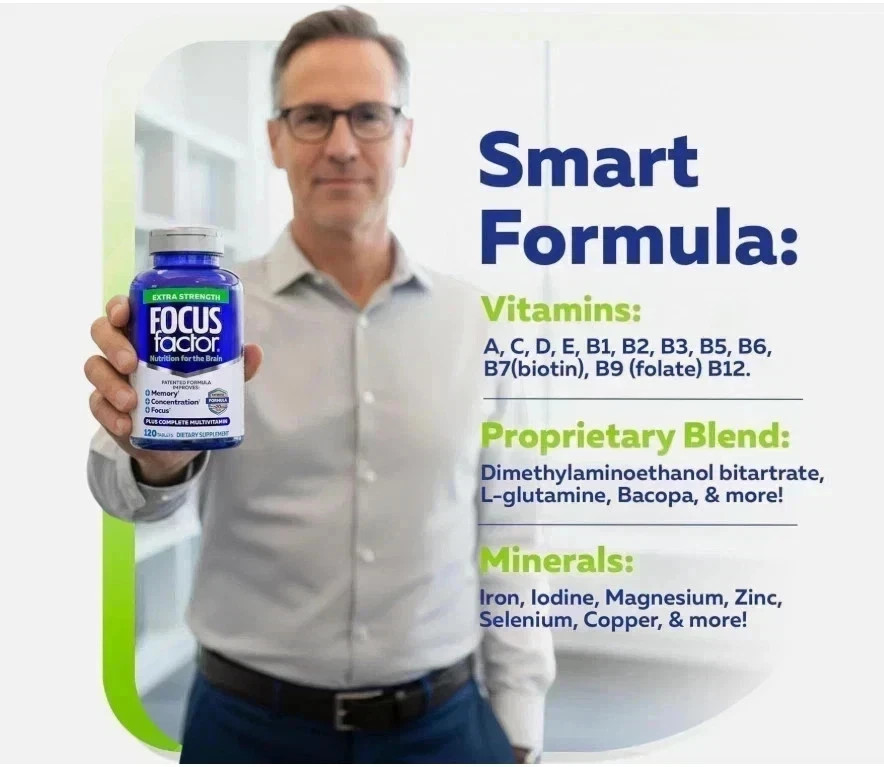 2 Packs Focus Factor Adults Extra Strength- Brain Supplement for Memory- 120 Tab