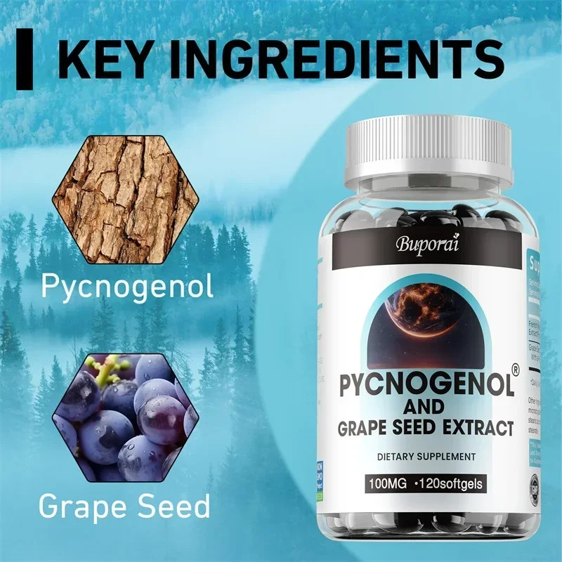 Pycnogenol and Grape Seed Extract 120pcs – Antioxidants,Soothe Skin,Heart Health