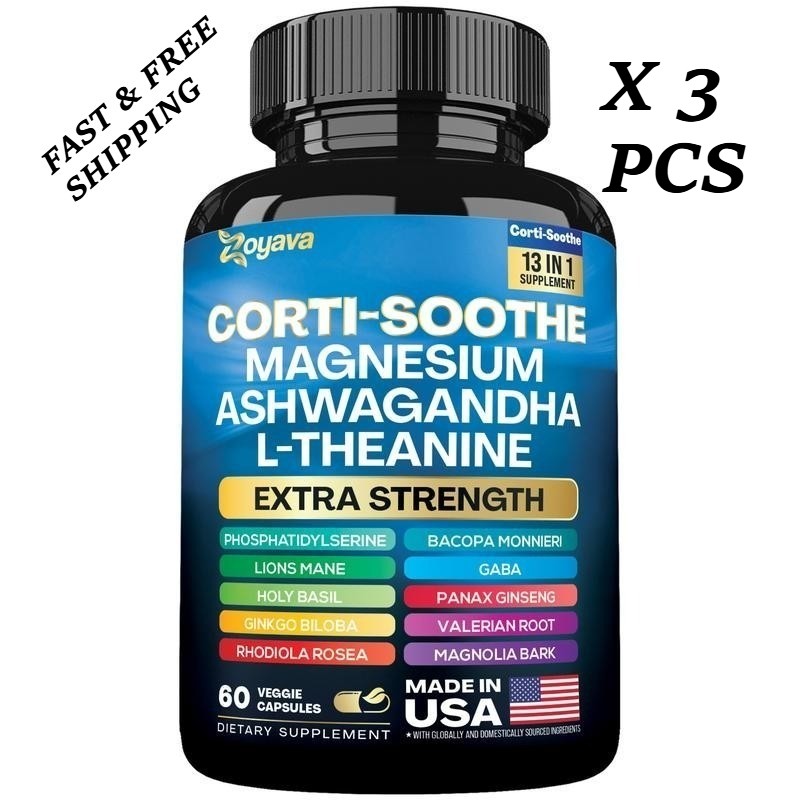 Zoyava Corti-Soothe Magnesium,Ashwagandha,L-Theanine – Supports Cortisol Balance