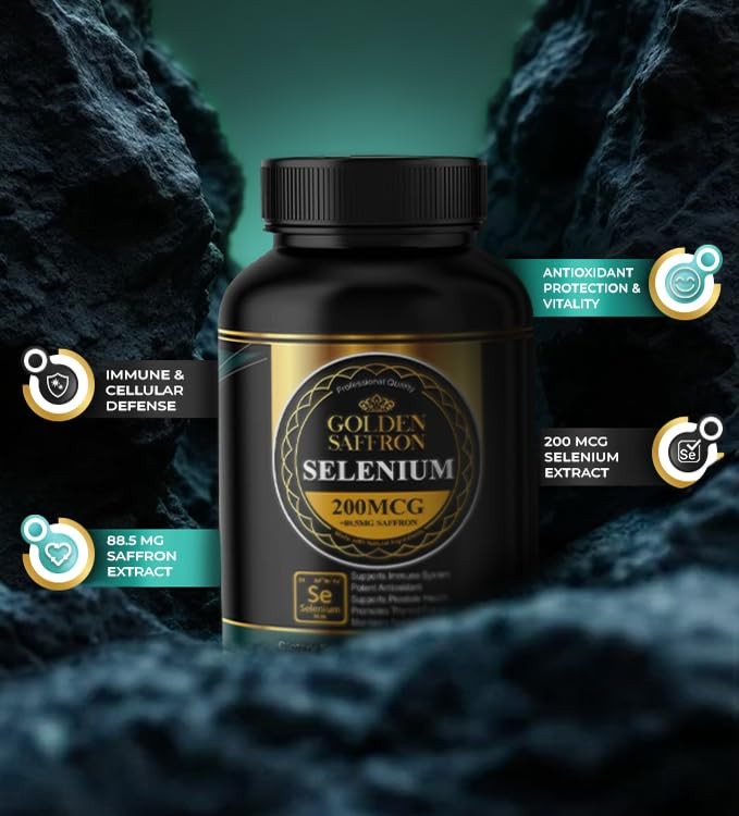 Golden Saffron Selenium (200mcg & 88.5 mg 60 Count (Pack of 1)