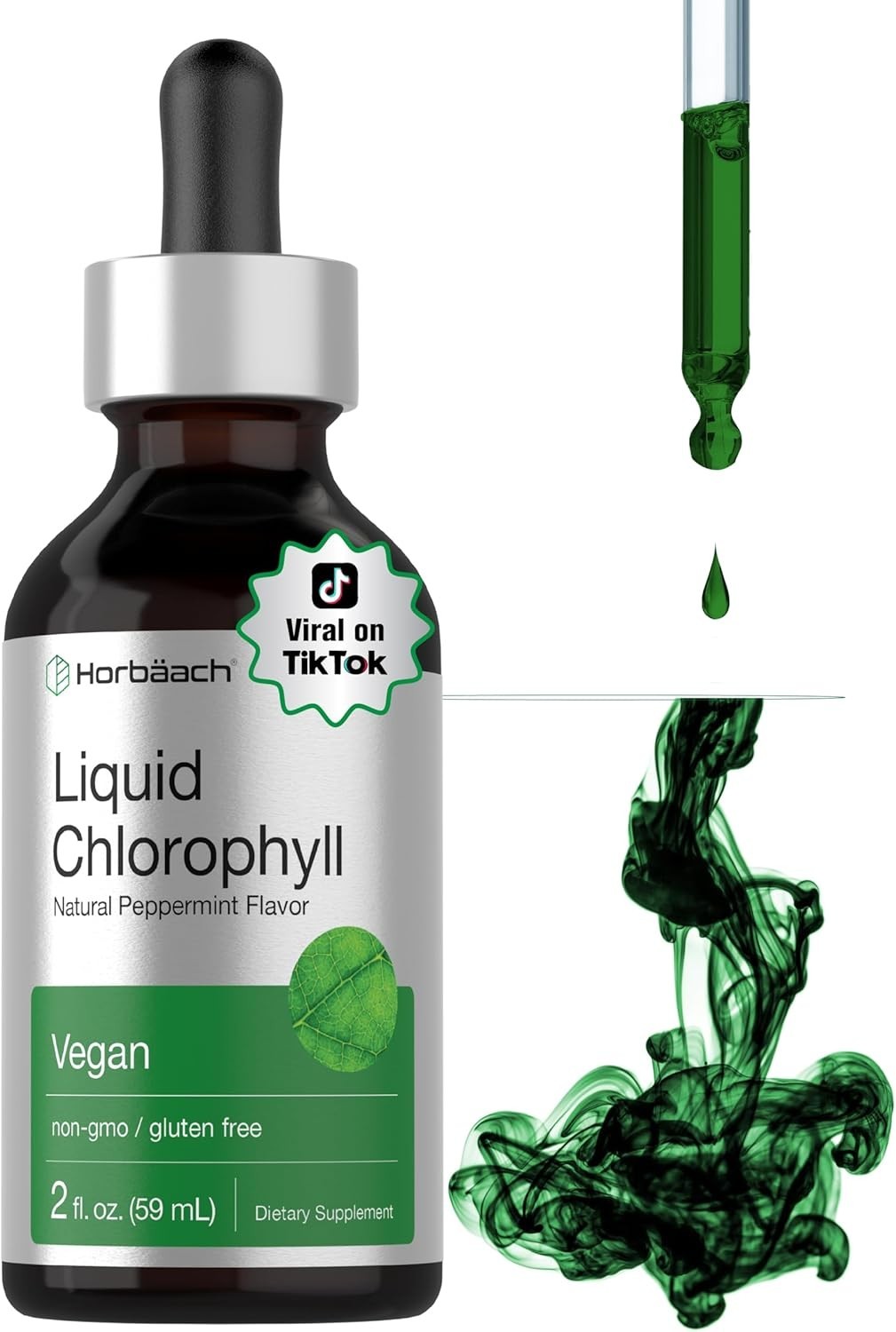 Horbaach Liquid Chlorophyll Drops, Peppermint Flavor (2 fl oz)