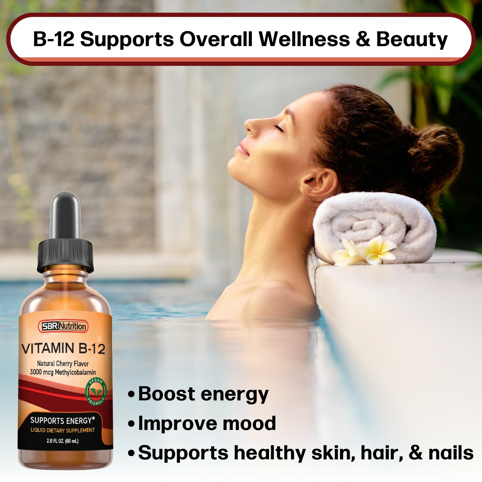 Vitamin B12 Sublingual Liquid Drops Methylcobalamin Vit B 12 3000mcg Per Serving