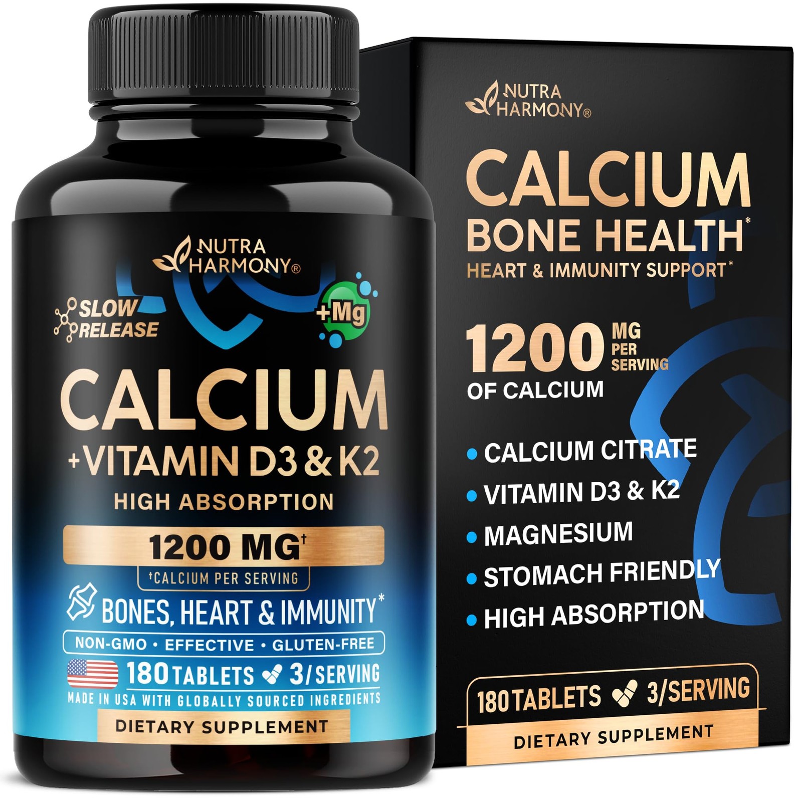 Calcium 1200 mg with Vitamin D3 – Citrate 180 Count (Pack of 1)