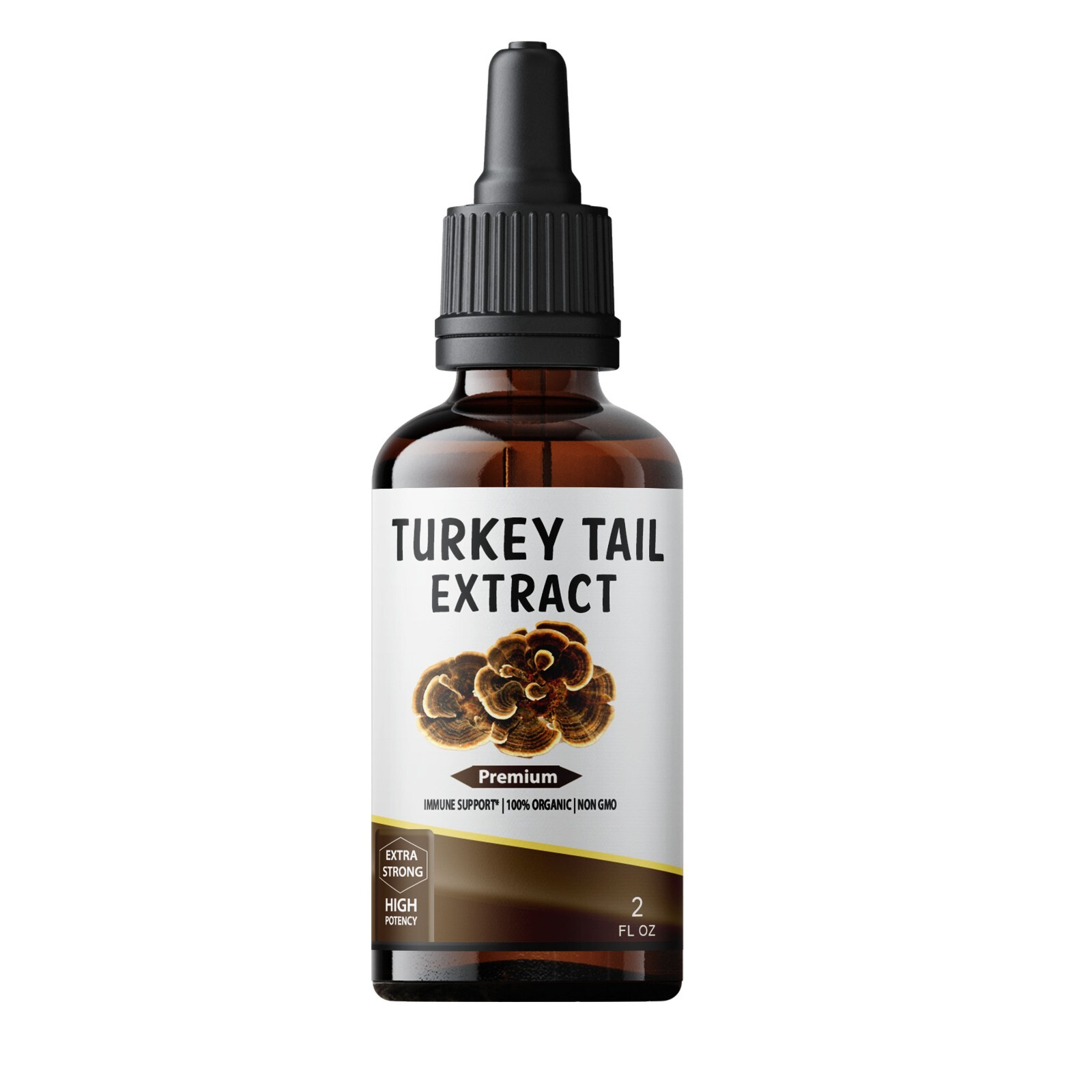 Turkey Tail Mushroom Extract Strong Organic Tincture Liquid Herbal Drops 2 Fl oz