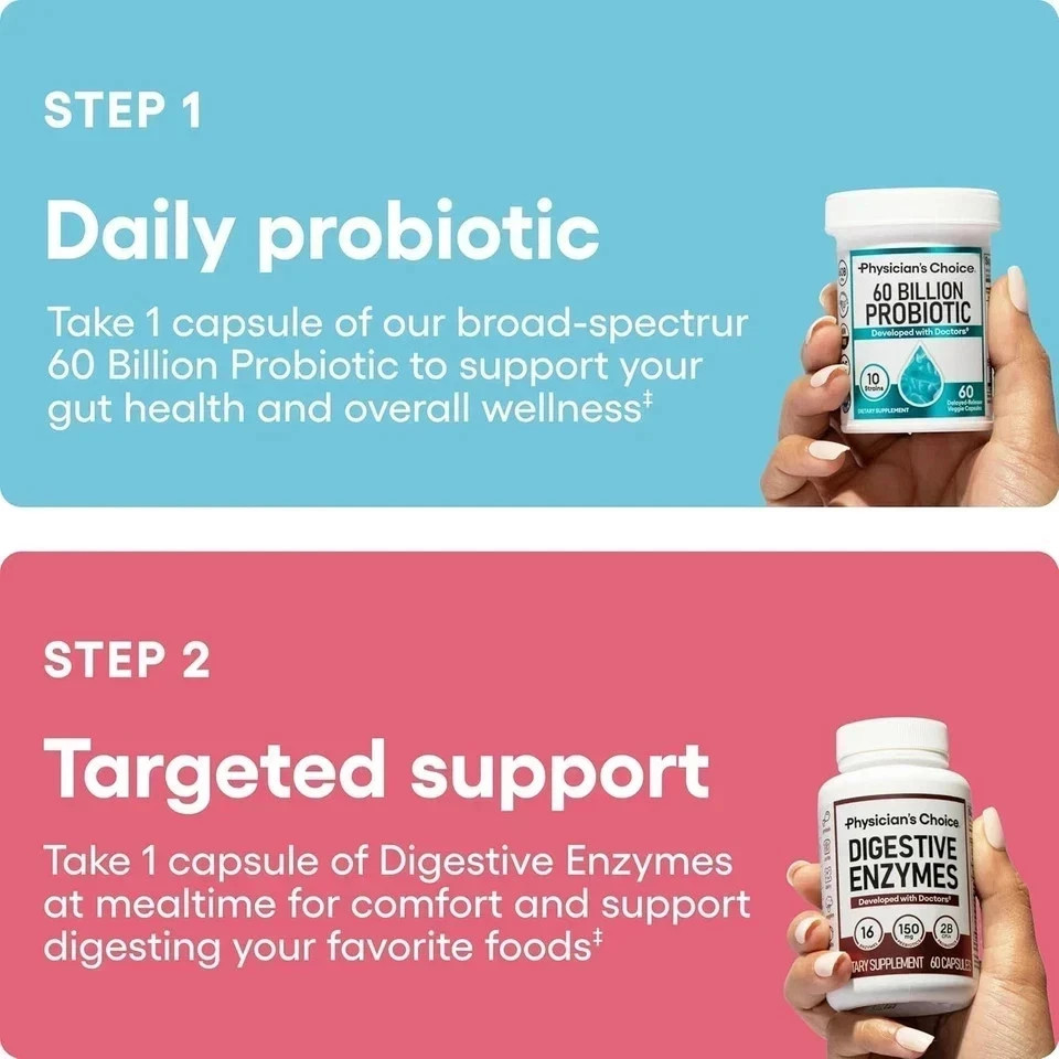 Physician’s CHOICE Probiotics 60 Billion | with Digestive Enzymes for Gut Health