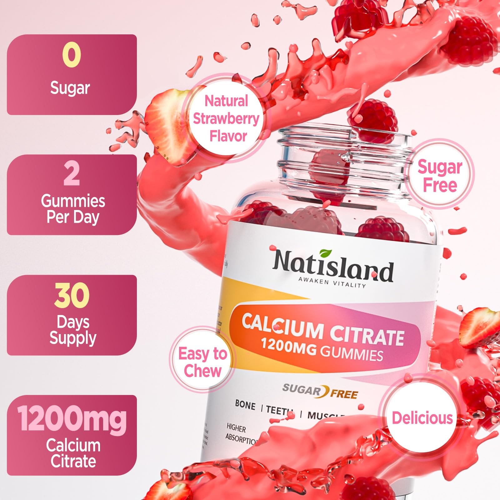 Calcium 1200 mg with Vitamin d3, K2, High Absorption 1 Count (Pack of 60)