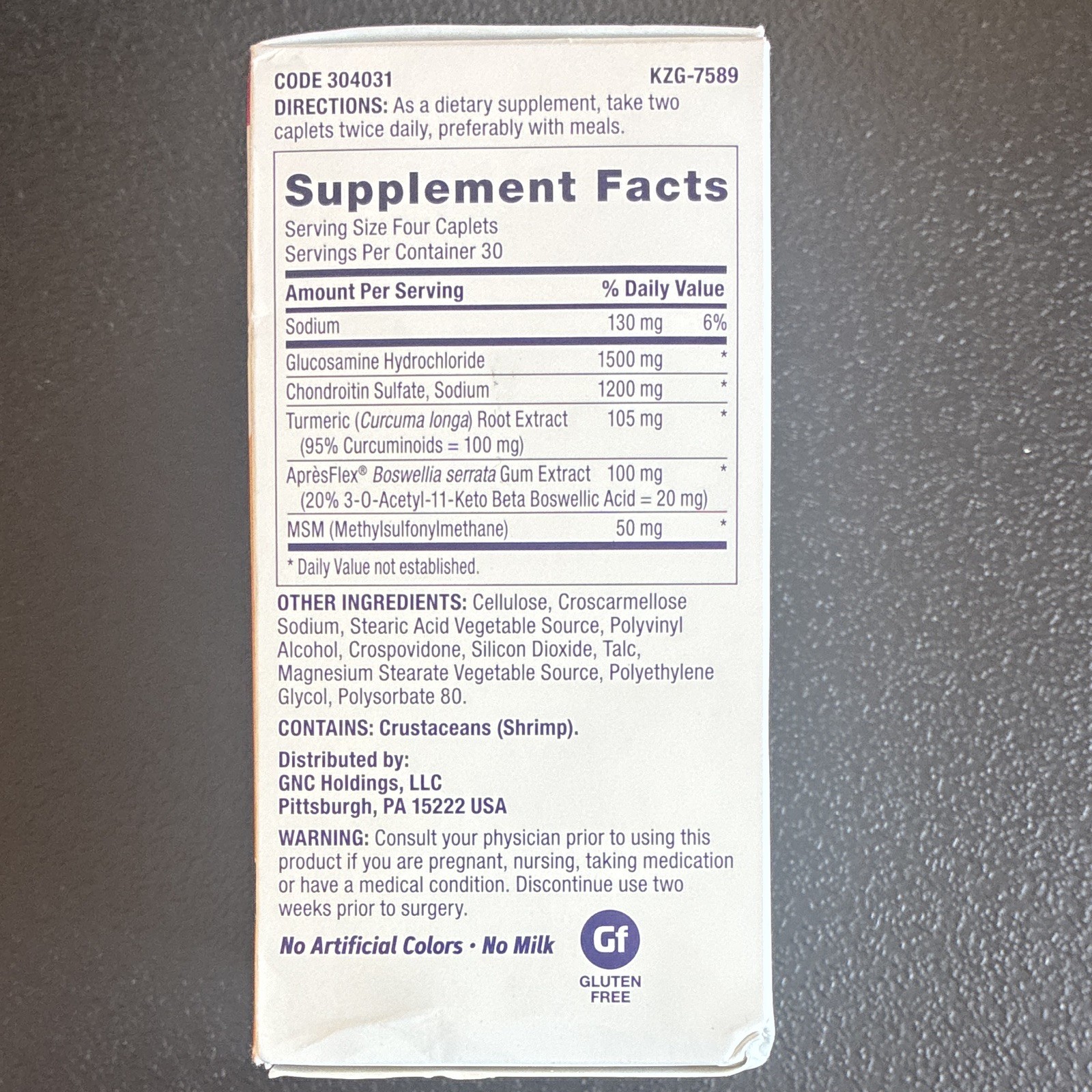 GNC TriFlex Joint Support Fast-Acting 1500mg Glucosamine 120 Caplets 7/28