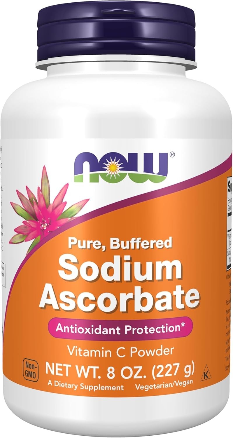 NOW Sodium Ascorbate Vitamin C Powder 8oz Buffered Non-GMO Vegan Antioxidant