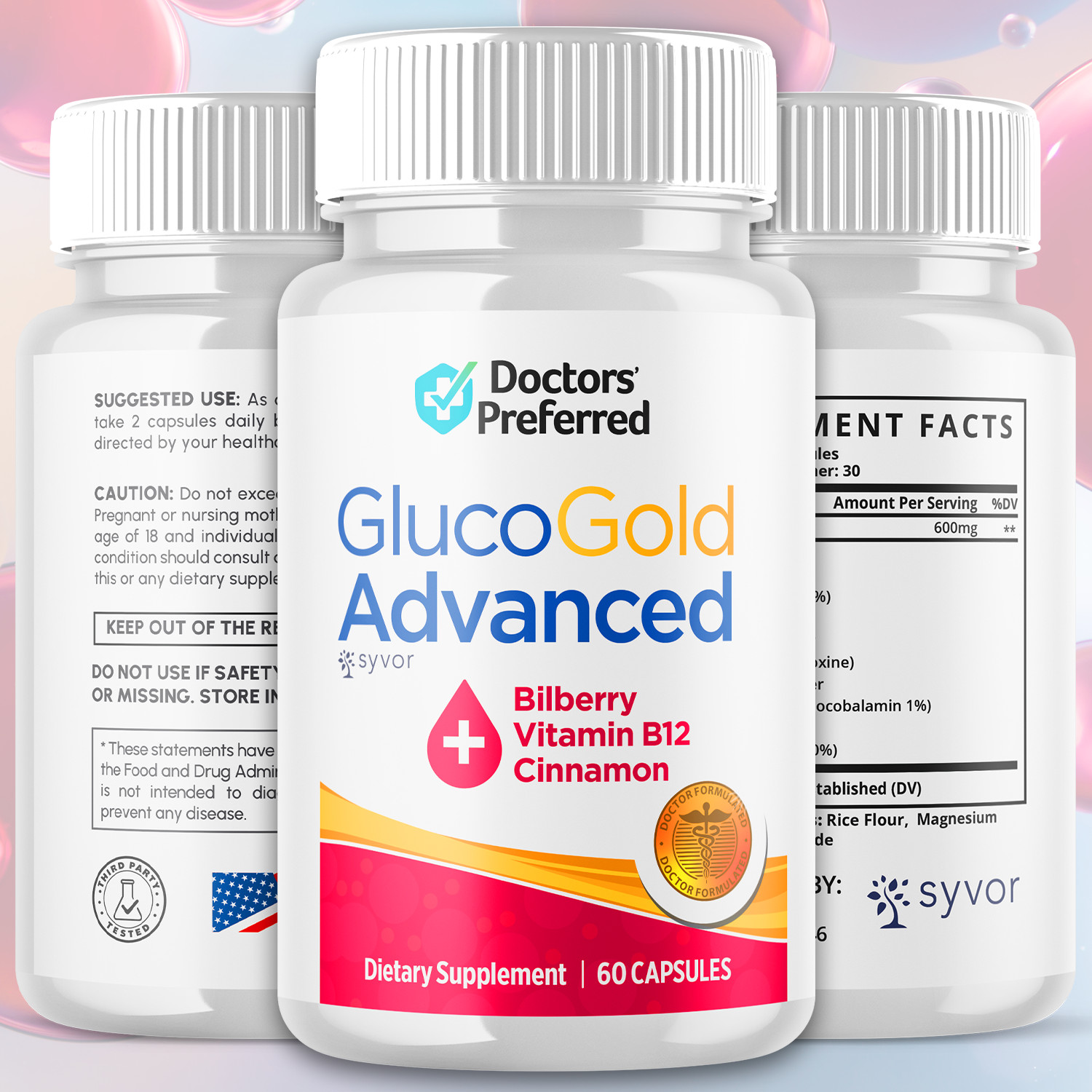 (1 Pack) Gluco Gold Blood Balance Advanced Support Glycogen Supplement 60 Caps