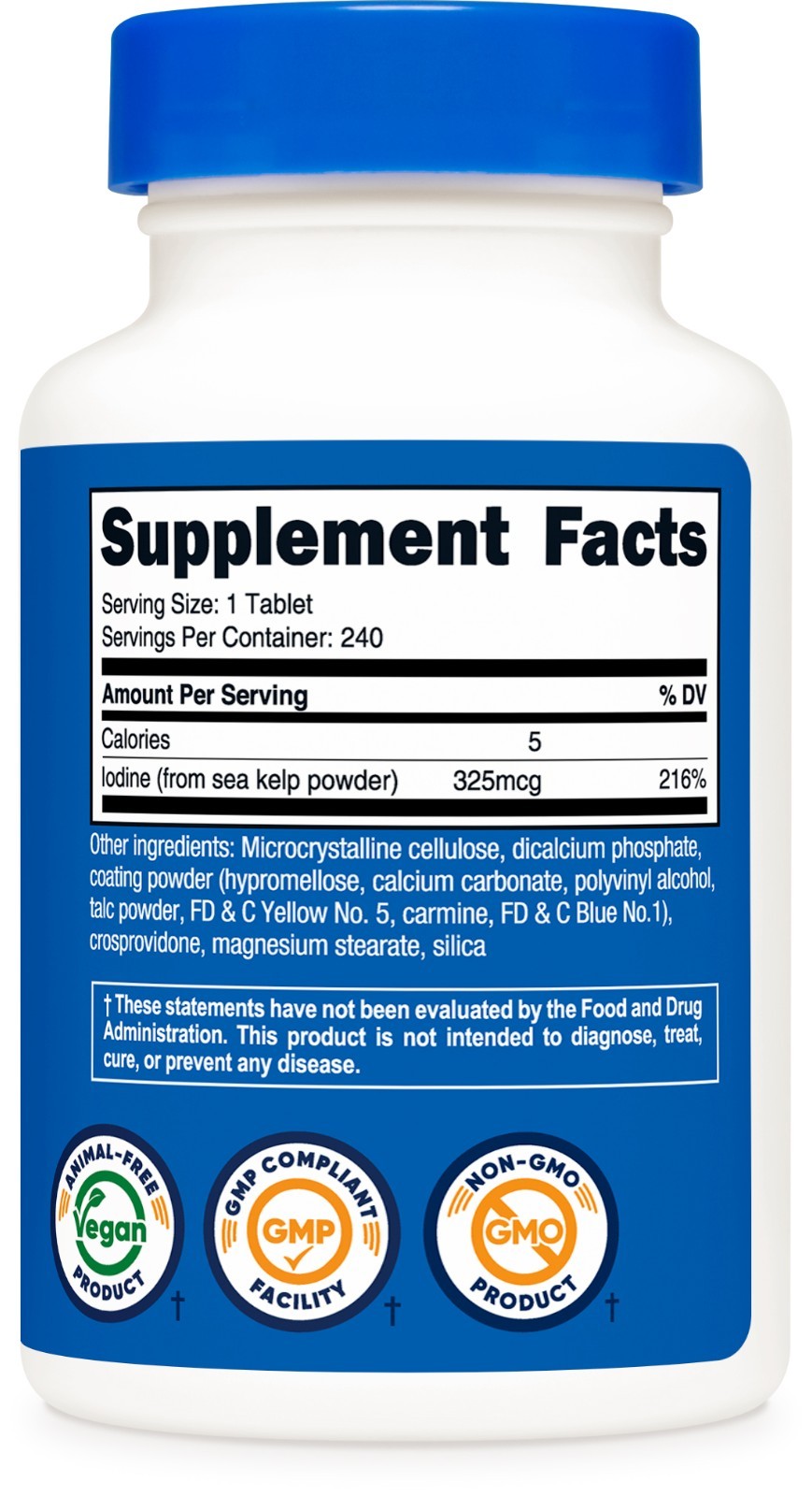 Nutricost Iodine (Natural Iodine from Sea Kelp) 325mcg, 240 Tablets