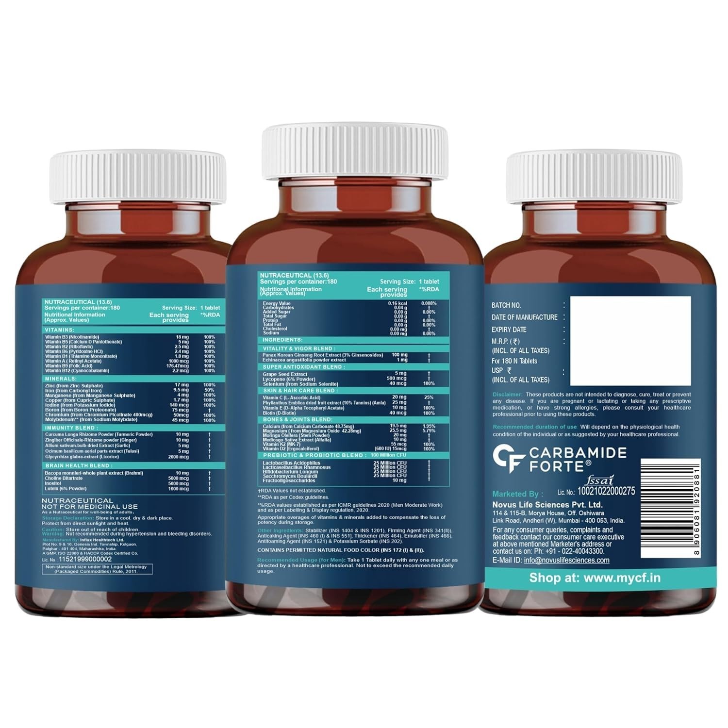 Carbamide Forte Multivitamin for Men Gym 180 Tablets Energy Immunity Support