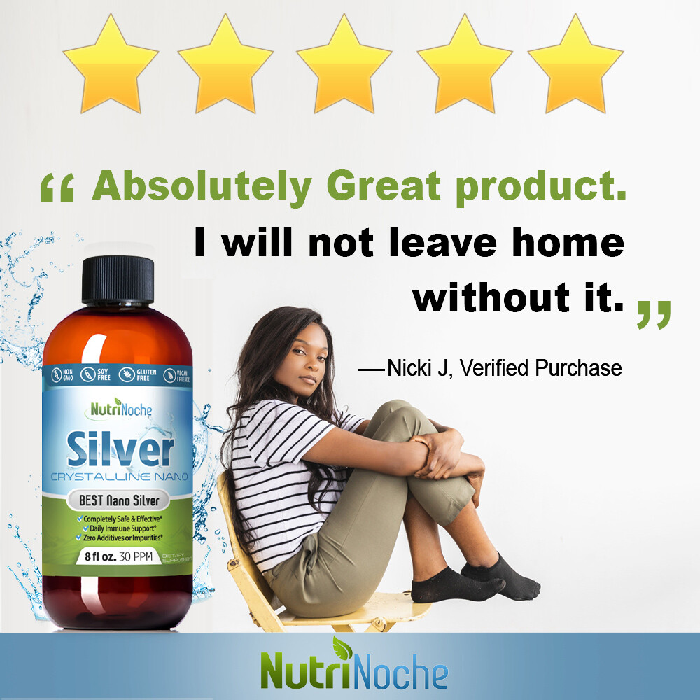 NutriNoche Colloidal Silver Mineral Supplement – The BEST Silver – 30 PPM 32 oz