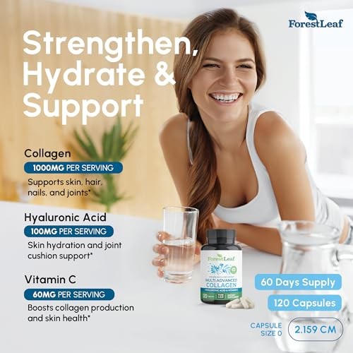 ForestLeaf Multi Collagen Pills with Hyaluronic Acid + Vitamin C | Hydrolyzed