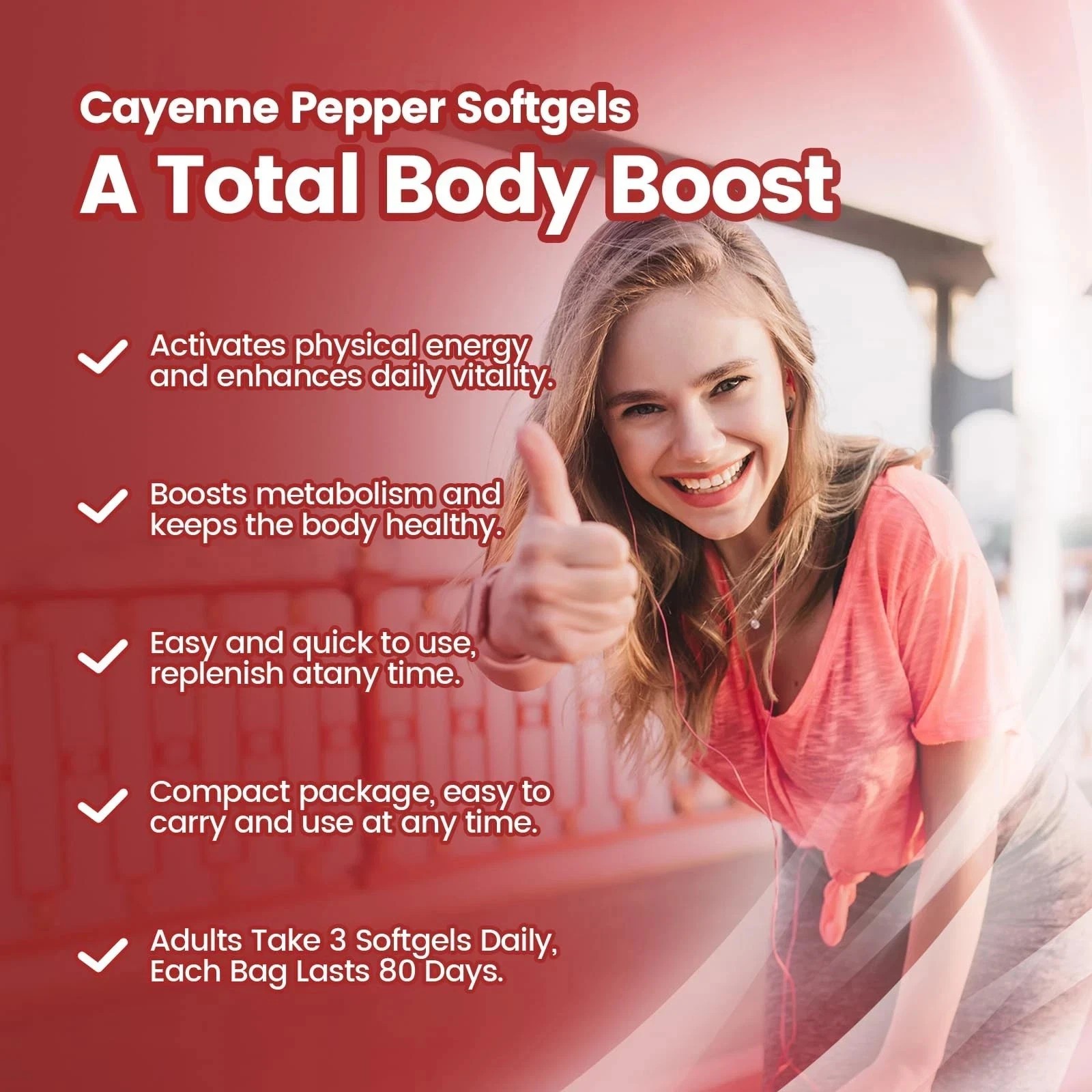 Cayenne Pepper Softgels Supplement, Supports Leg Vein, Heart and Blood Vessel US