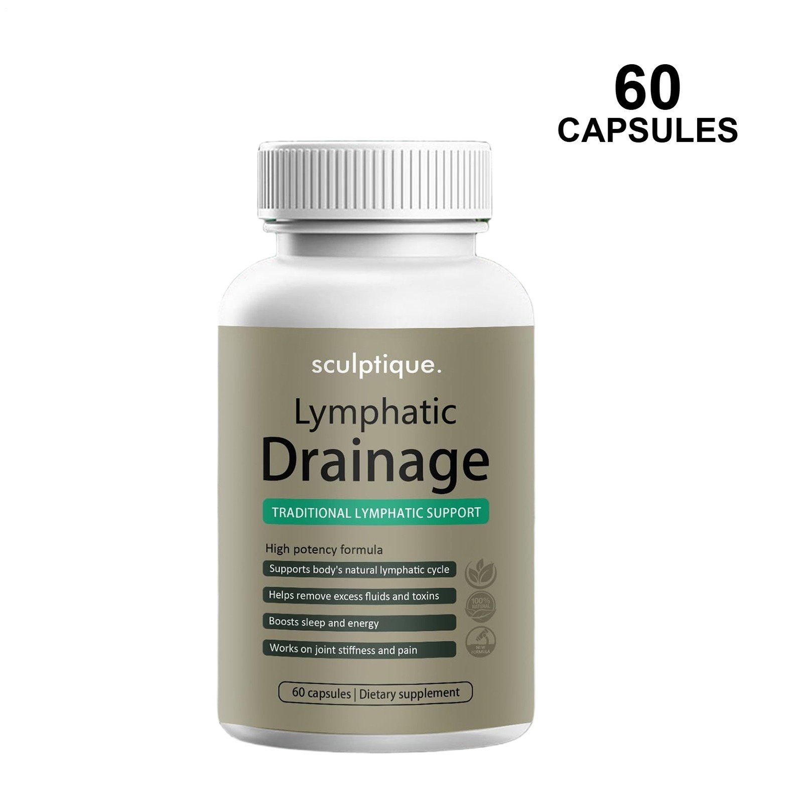 Sculptique Lymphatic Drainage Capsules, Lymphatic Drainage, 60 Capsules 3 PACK