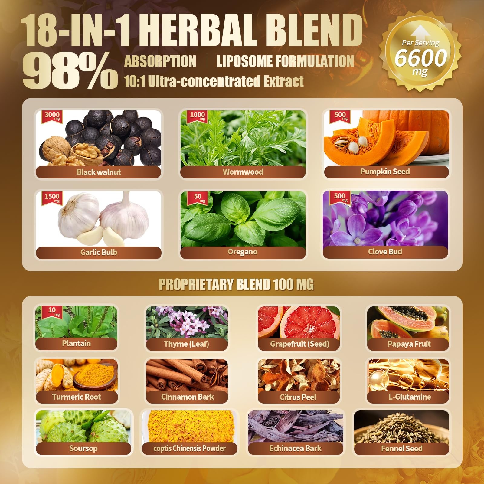 18-in-1 Black Walnut Wormwood Cleanse for Humans, 1 Count (Pack of 1), 1 Bag