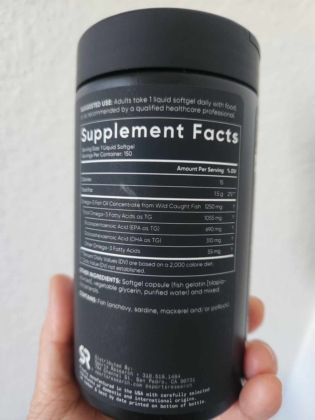 Sports Research Omega-3 Fish Oil Triple Strength 150 Softgels 1250mg Exp 10/28