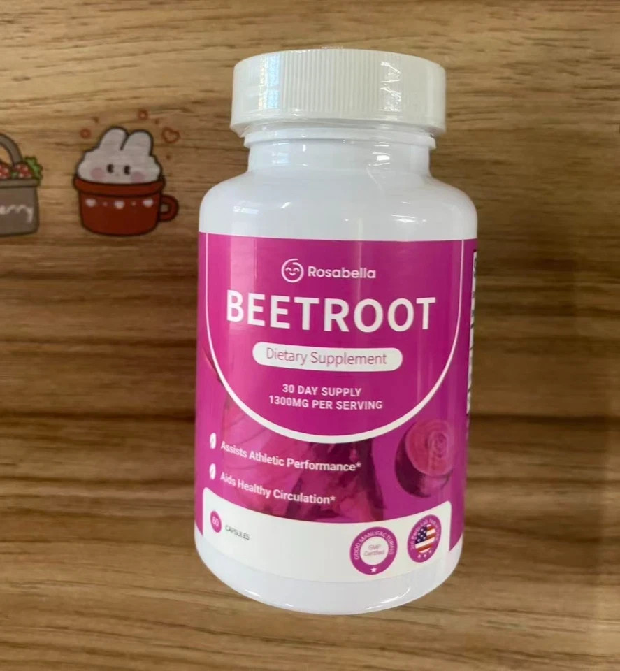3PCS Rosabella Organic Beet Root 60 CapsulesNatural Energy Boost Blood Pressure*