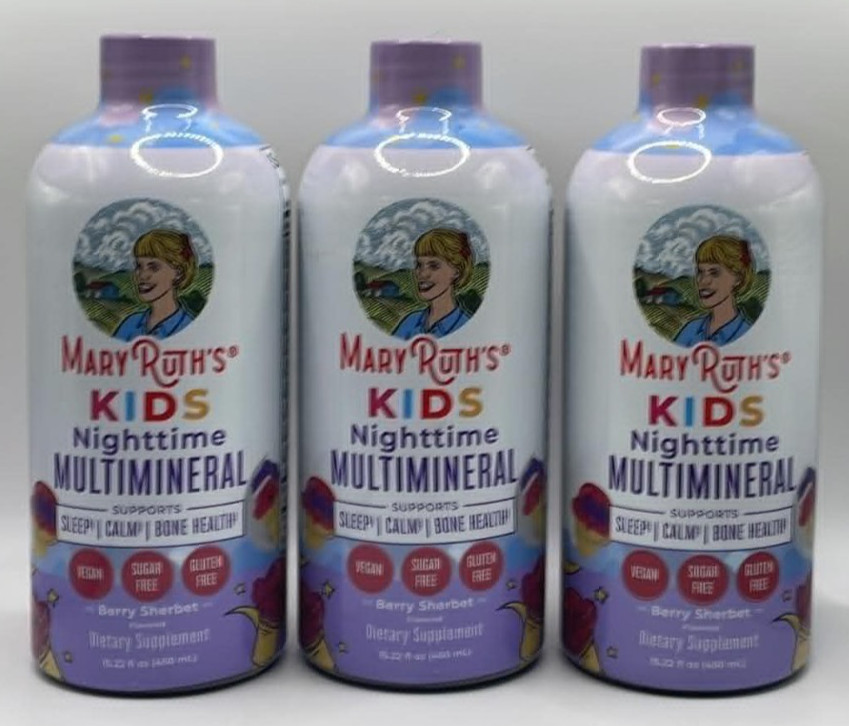 3PK Mary Ruth’s Kids Nighttime Multimineral ~ 15.22 FL OZ Each ~ EXP 2/27 ~ NEW