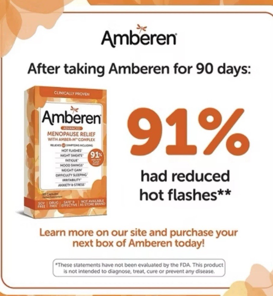 Amberen Menopause Relief Capsules 60-Count EXP 2027+