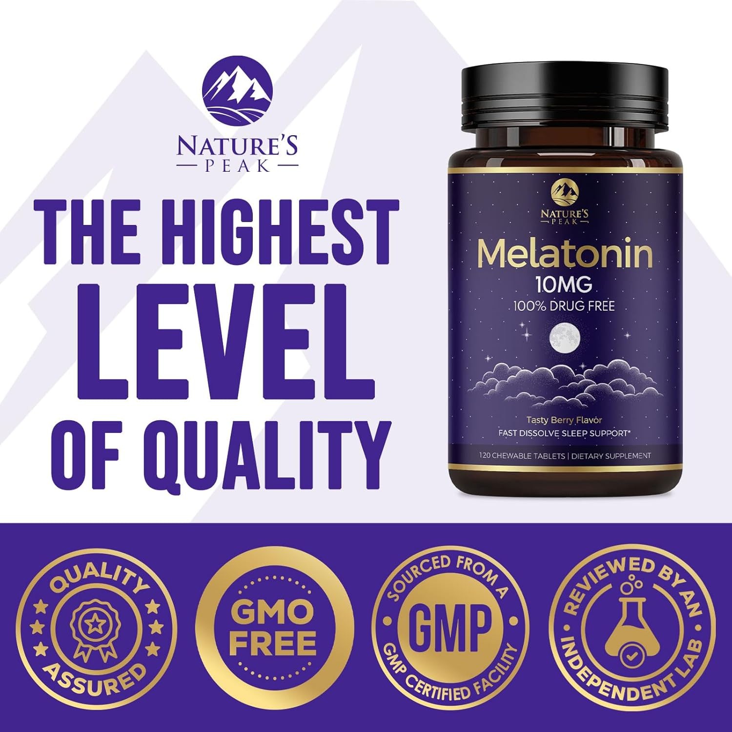 Melatonin 10Mg Fast Dissolve Supplements, Sleep Support Supplement for Adults –