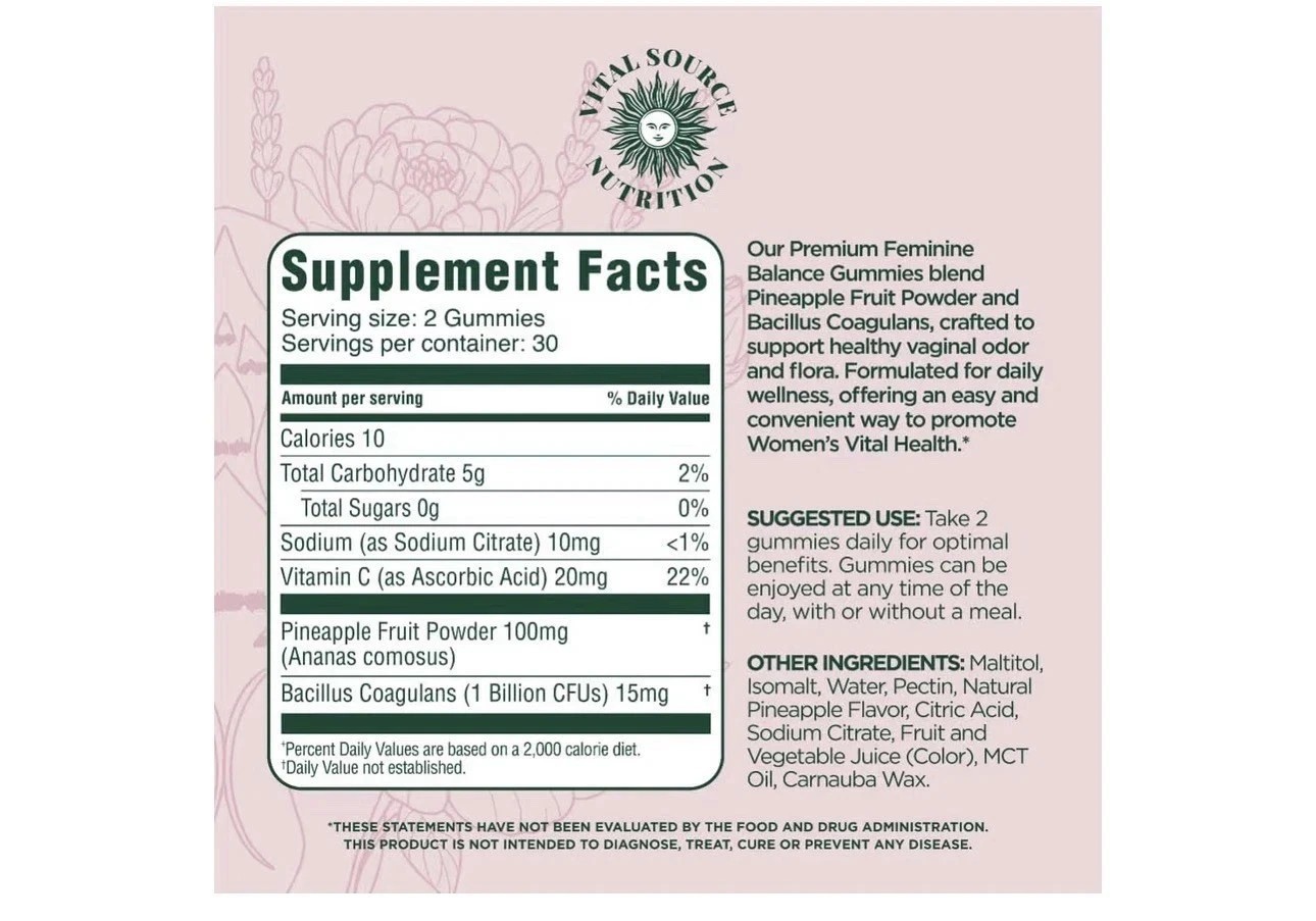 NEW LUXRY Vital Source Nutrition Premium Feminine Balance Gummies 60