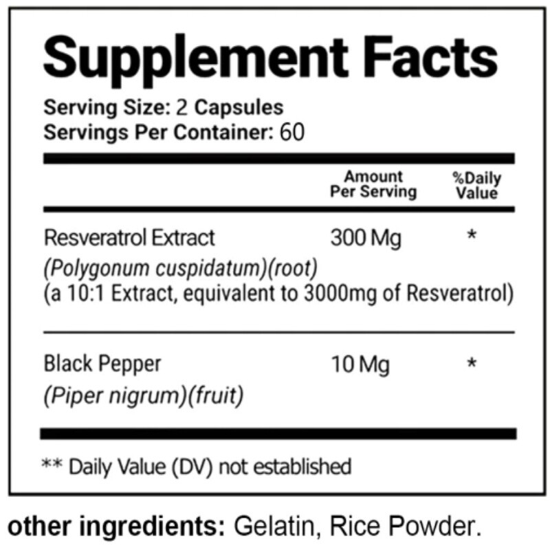 Resveratrol Capsules 3000mg Anti-Aging Antioxidants, Radiant Skin 30/60/120ct