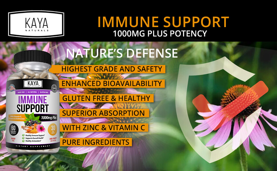 Immune System Booster, Vitamin C, Elderberry, Zinc, Probiotics, Echinacea