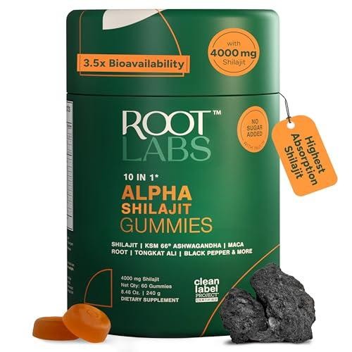 Alpha Gummies 10-in-1 Shilajit 4000 mg Sugar|Vegan Energy Stamina & Focus|Zero |