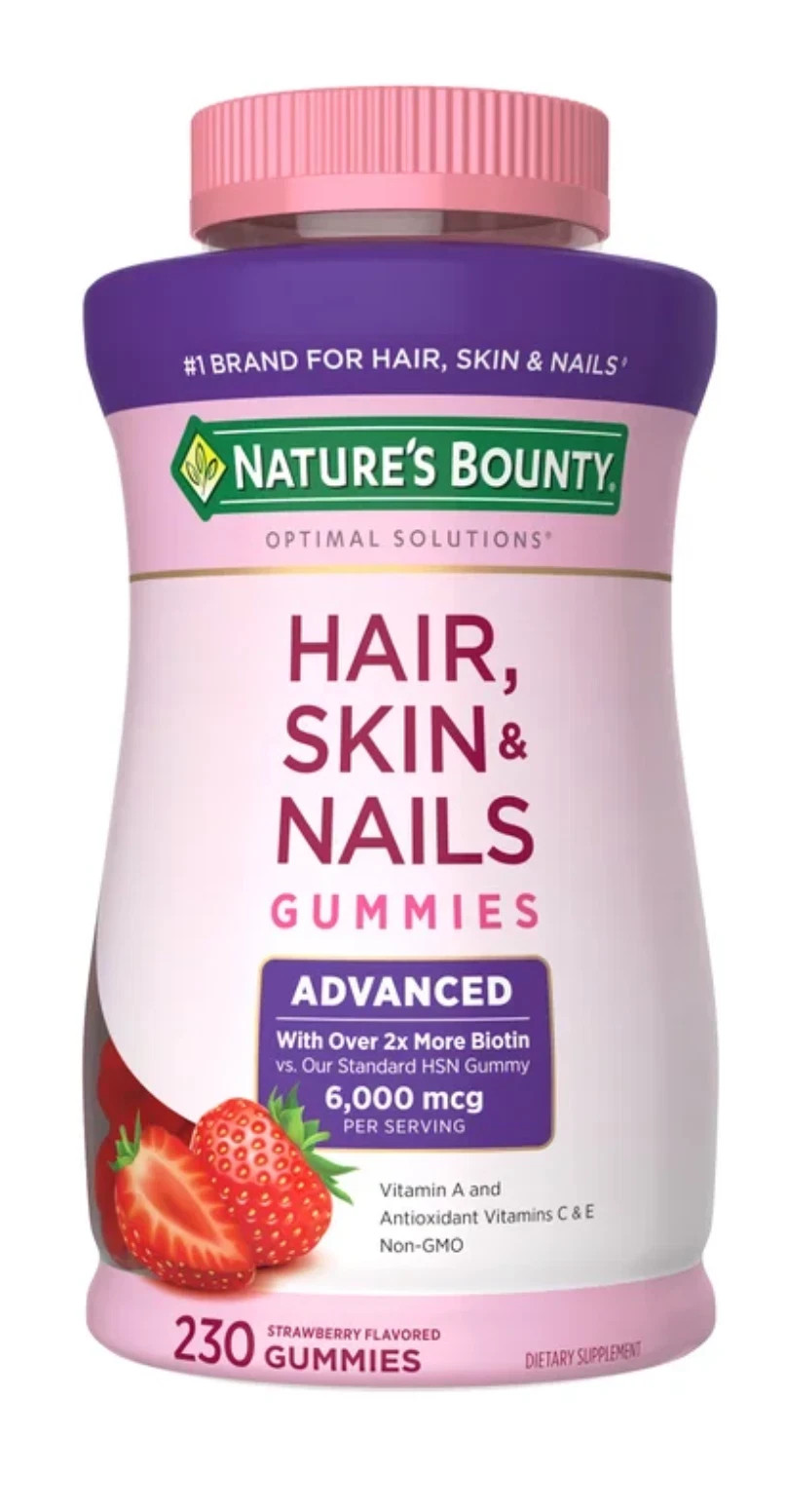 Hair Skin Nails Gummies 6000mcg Biotin 230 Count Natures Bounty
