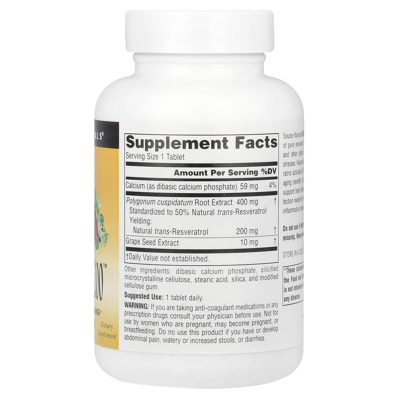 2 X Source Naturals, Resveratrol 200�, 200 mg , 120 Tablets