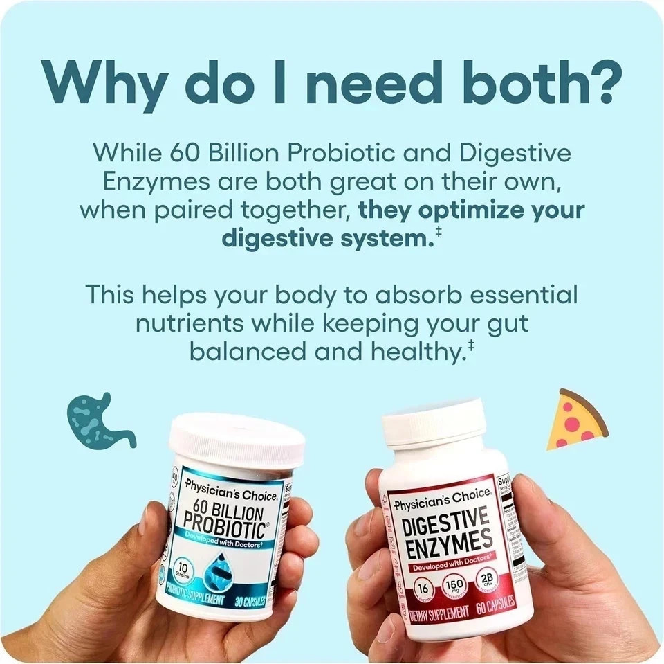 Physician’s CHOICE Probiotics 60 Billion | with Digestive Enzymes for Gut Health