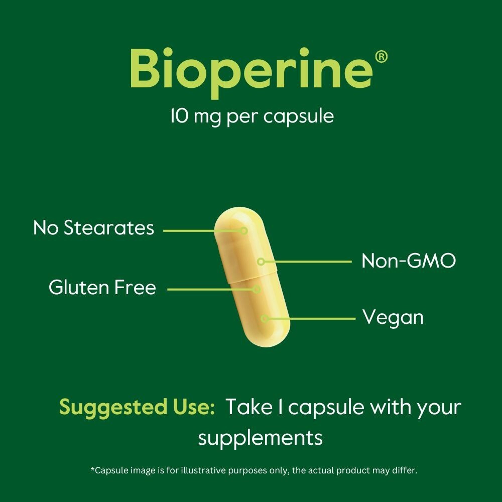 Bioperine 10mg (120 Vegetarian Capsules) – No Stearates – Absorption Enhancer