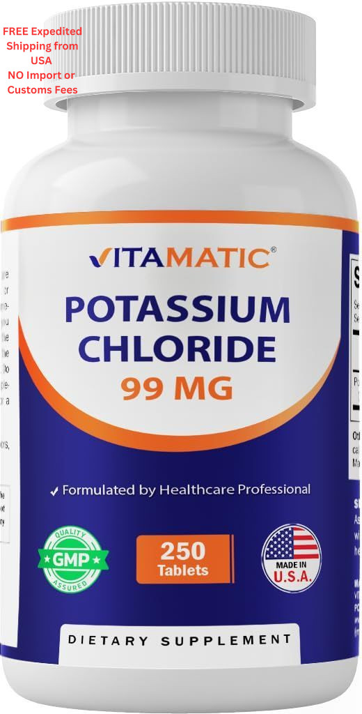 Vitamatic Potassium 99mg – 250 Tablets – 250 Count (Pack of 1)