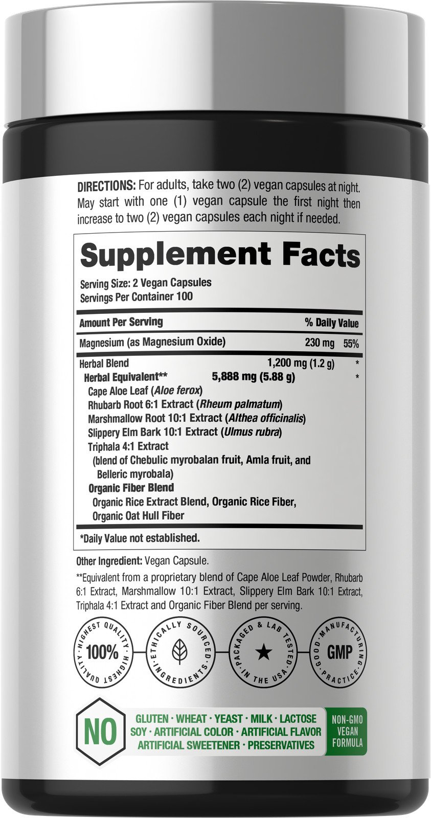 Magnesium Supplement 230mg | 200 Vegan Capsules | by Horbäach