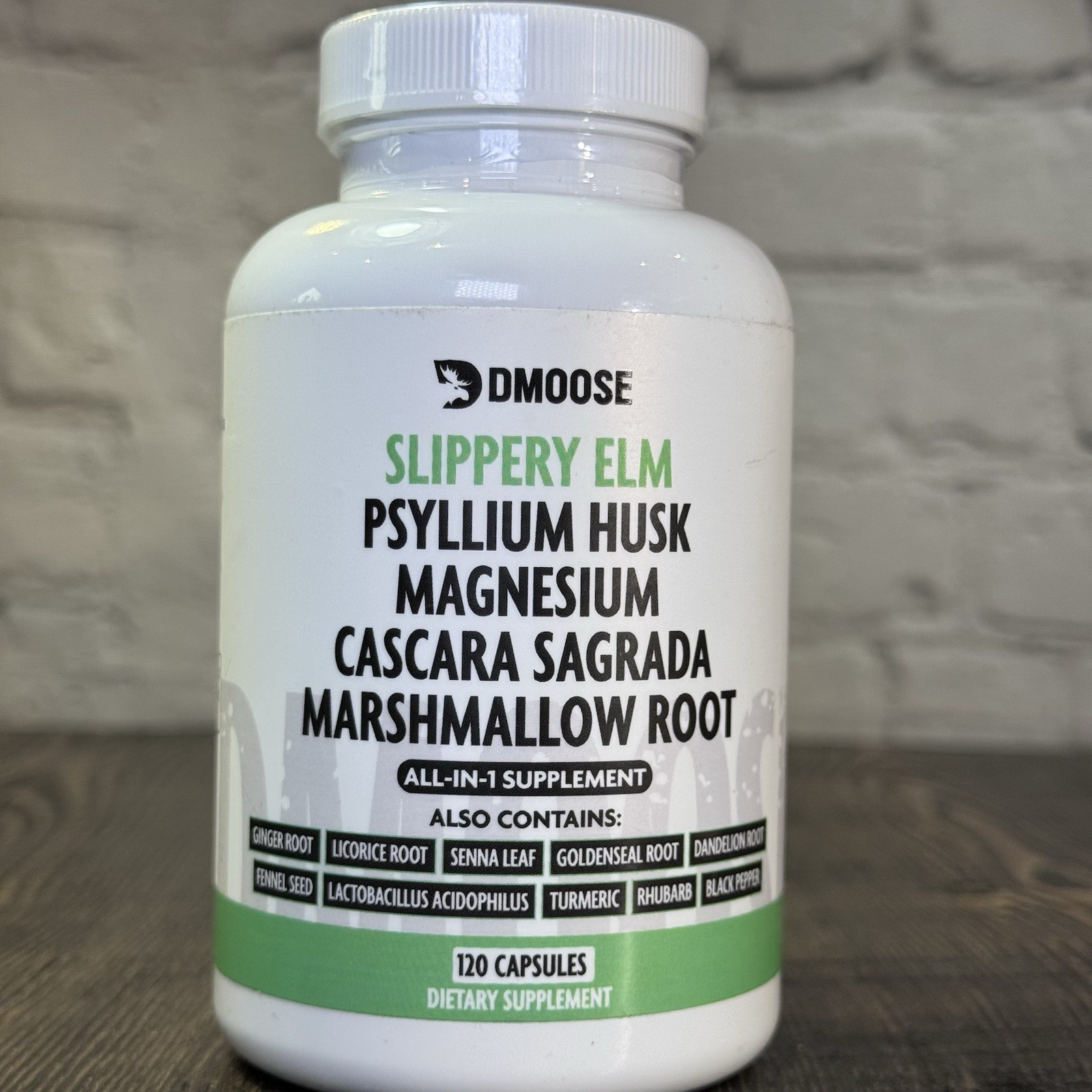 DMoose Slippery Elm Complex – All-in-One Supplement for Gut Wellness, 120 ct