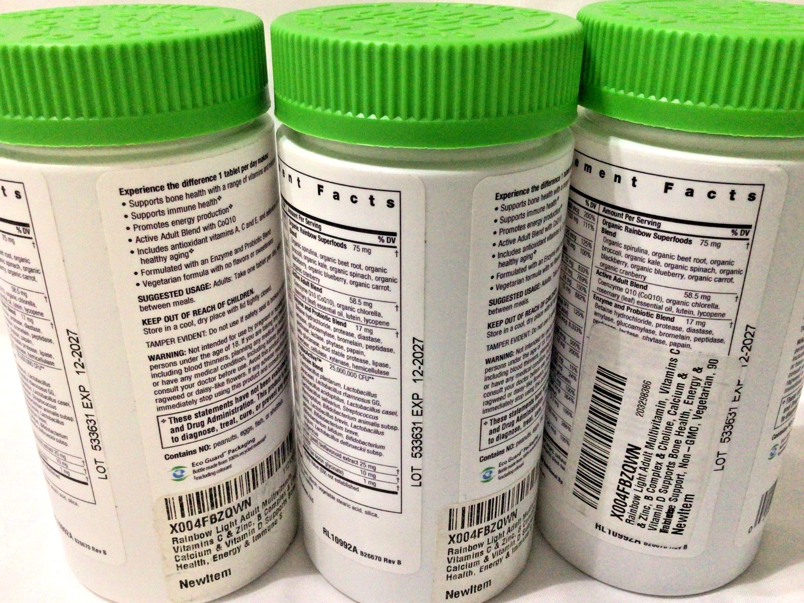 LOT OF 3 Rainbow Light Active Adult 50+ Multivitamin 90 Tablet Per Bottle 12/27
