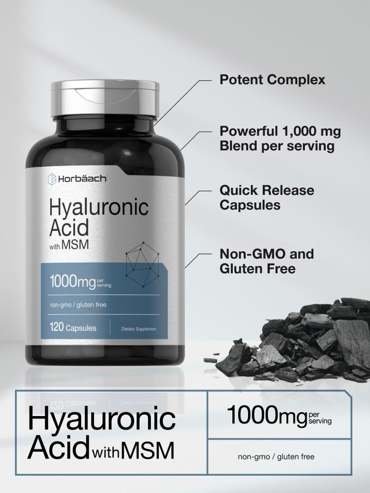 Hyaluronic Acid with MSM | 1000 mg | 120 Capsules | Non-GMO | by Horbaach