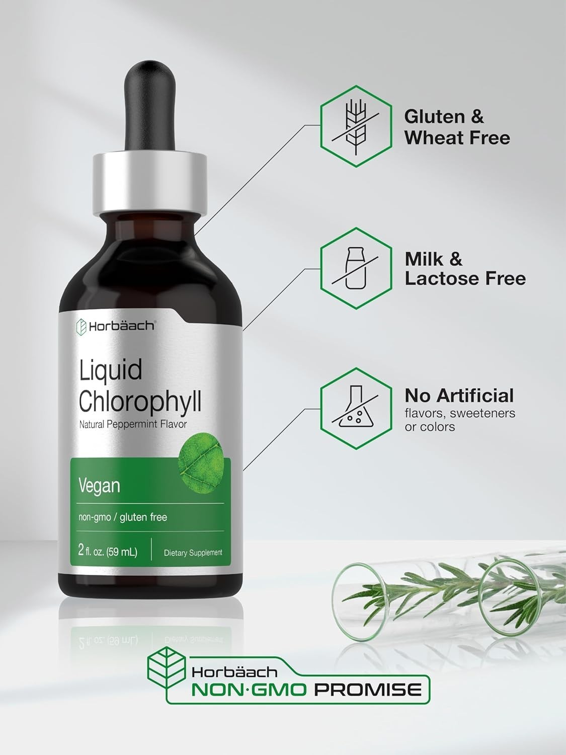Liquid Chlorophyll Drops – 2 fl oz Supplement with Peppermint Flavor