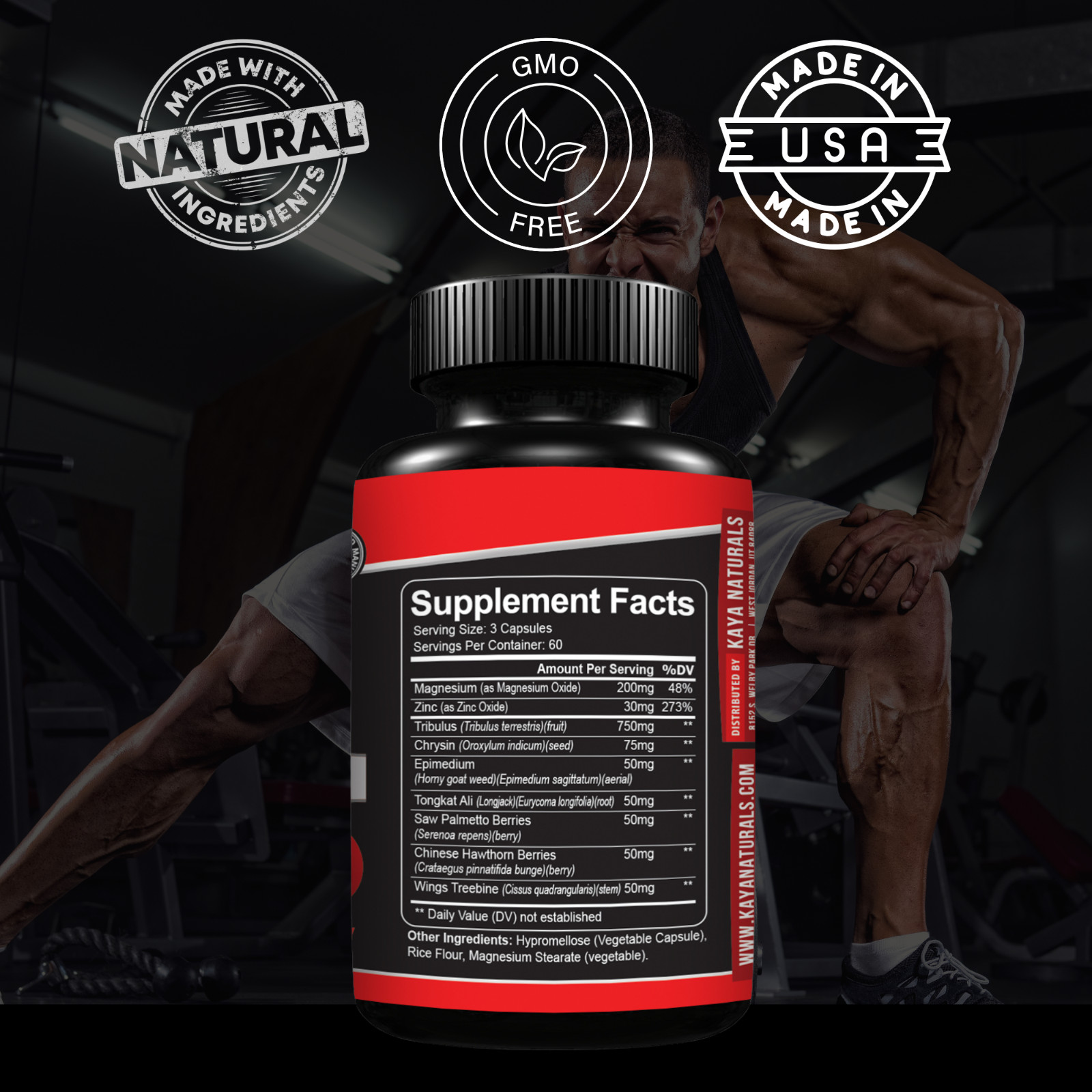 Natural Testosterone Booster 180ct Increase Male Energy Improve Muscle Strength